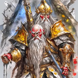 dwarf, dark armour, hell, watercolour, artistic, illustration, rugged hair