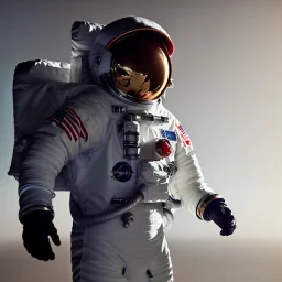 an astronaut in moon, full body, highly detailed, kente, black puffer jacket, 3d render