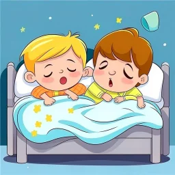 kids sleeping in their bed cartoon