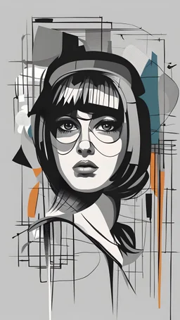 girl portrait, close up, vector art, dadaism influence