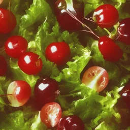 cherry on a salad leave high resolution backlight