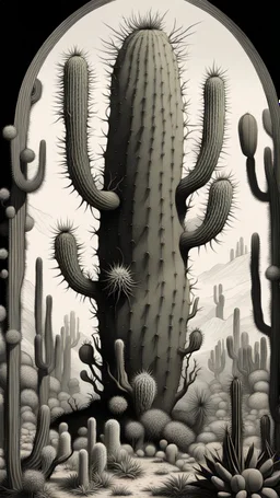 Busch painting style nightmare, by Daniel Merriam, by Albrecht Altdorfer, surreal, abstract, cactus growing Modifiers: fantasy intricate very attractive beautiful Unreal Engine hdr cinematic postprocessing pencil sketch black ink Craig Rutkowski more Magic Prompt A surreal of a hypercomplex cactus sylph with a perfectly symmetrical , featuring sharp,and impossibly soft skin