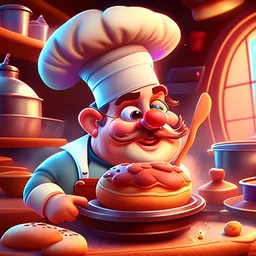 Cartoon of a baker 4k