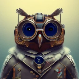 Steampunk Owl, tilt shift,miniature, extreme detail, Photorealism, macro lens 24mm, cinema4d, HDR, 8k, unreal engine 5