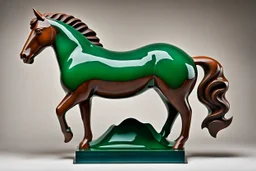 a dream of a horse, semi-front view, edmonia lewis, john pawson, zigzag tribal vibe, truncated snout under visor, by Alexander Archipenko, equestria, zoomorphic, rusty iron and/or green glass surfaces, excellent transparency, by Ursula Wood, delftware