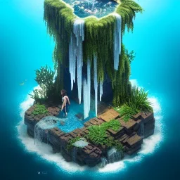 The Isometric Glass Tall Box Mini Model Little Real Island Mixed Water Fall Under Ocean Sunshine Summer Background Blue Sea, The Last Of Us / Avatar, Octane Render / ZBrush, Cinematic, IMAX Film, Nikon D750, 16K, Autostereoscopy, Anthropomorphic, Golden Ratio, Geometry, Symmetric, Depth Of Field, Highly Detailed, Ultra Realistic, Beautiful Lighting, Halfrear Lighting, Soft Light, Candoluminescence, Cast Shadow, Reflective, Glow, Translucent, Normal Map, Carbonated --testp