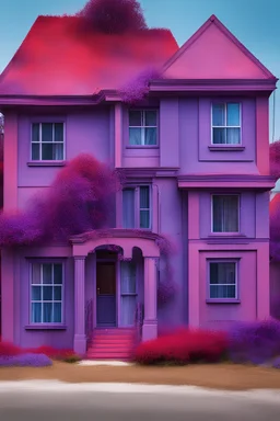 Purple house with blue and red tints