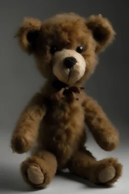 A thin lanky teddy bear with curly hair
