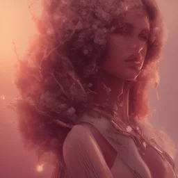 MAGICAL BEAUTIFUL WOMAN, CLOSE UP, FACE, cinematic lighting, 4k, 8k, octane render, digital concept art, ambient lighting, PINK, SUNSET