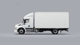 side profile of a white generic truck with cube box, pixxar
