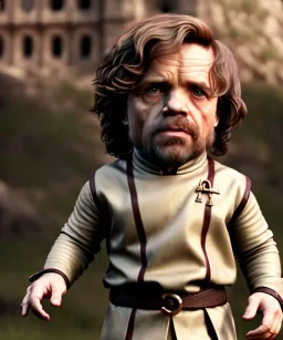 Tyrion Lannister toddler, full body, soft skin, dramatic lighting, hyper realistic