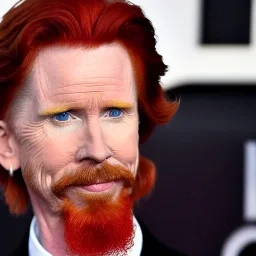 male actor Courtney Gains as a ruggedly handsome, roguish pirate, charismatic, attractive male, masculine, perfect, precisely detailed clear eyes, unblemished, flawless skin, softly freckled face; meticulously detailed multi-hued ginger carrot-colored cherry fire red hair; Malachai of the corn