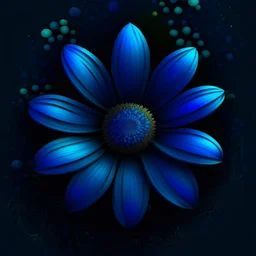 Create dark big blue daisy and dark multicoloured background