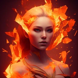 Origami, Portrait of a Lady on Fire, full body, dramatic lighting, hyper realistic, 8k, illustrated,