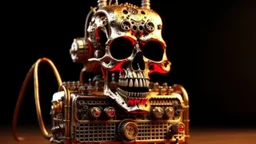 4K. REALISTIC FULL DETAILS. EMISSION DE RADIO HARDROCK FIRESTARTER ANIMEE PAR UN TERMINATOR STEAM PUNK