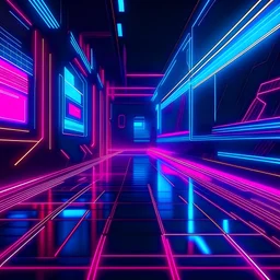 system from future ,synthwave style pic with lights around