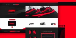 Homepage for a Streetwear Brand, UI, UX, Neon Red and Black, Futuristic, Simplistic