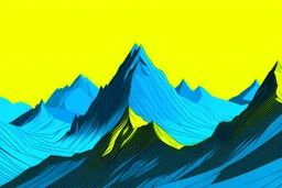 modrý obrazok na ktorého pozadí sú obrisi hôr žltou