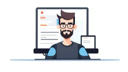 Illustration frontend web developer with white background