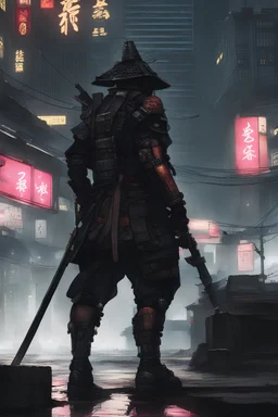 cyberpunk city samurai