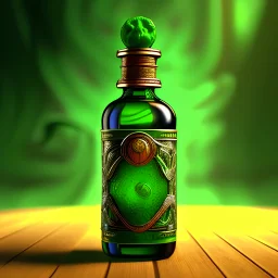 green bottle of snake oil, fantasy item, fantasy style