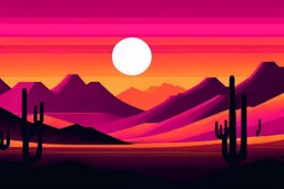 poster hues, purple, pink hues, desert sunset, retro poster design