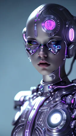 Cyborg Girl, nion, purple , 3D, 4K,8K