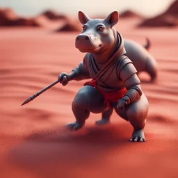 pen outline, in the style of Escher, super model female ninja dingo hippo witch on the red sand beach ,bokeh like f/0.8, tilt-shift lens 8k, high detail, smooth render, down-light, unreal engine