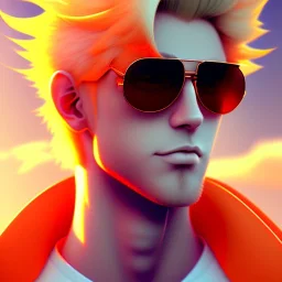 a man with blonde hair wearing sunglasses and an orange jacket, a character portrait by Miyazaki, featured on pixiv, rayonism, toonami, official art, anime