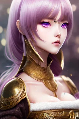 Detailed cute anime Kunoichi green eyed girl, brown hair buns, purple bangs, latex bodysuit, intricate details, full body portrait, keep head in frame, slight smile, black Japanese motif, concept art, highly detailed, digital painting, concept art, sharp focus, illustration, art by Yoji Shinkawa, WLOP and greg rutkowski and alphonse mucha and artgerm and yanjun Chen and Junji ito and Makoto Shinkai, HDR, octane render