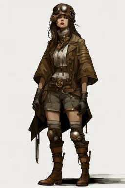 steampunk girl with big boots on sputnik vehicul