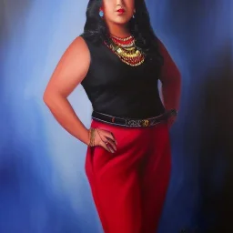 Full body portrait, painting, medium shot lady Cholo