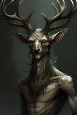 deer wendigo human hybrid, realistic art
