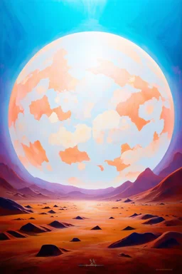 Time stretched under Mars REtrograde; pale neon neo-surrealistic painting