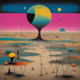 Everythings done under the sun but you believe at heart everyone's a killer || Horror Pink Floyd tribute, surreal, expansive, depth of field, by Joan Miro and Victor Pasmore and Basil Wolverton and Kenny Scharf, violent colors, sharp focus, glorious grotesque landscape