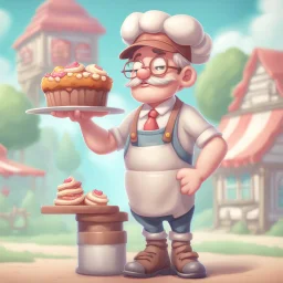 a cartoon character thirty years old confectioner , an ultrafine detailed painting by senior character artist, featured on polycount, sots art, artstation hd, 2d game art, behance hd