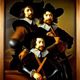 Retrato de Los 3 mosqueteros al estilo Rembrandt