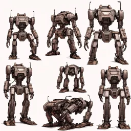 trash mech suit, human-sized, made of scrap metal, small,