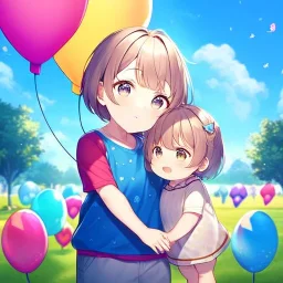 yound anime child letting go of a balloon