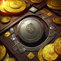 dynamic lighting, Intricately detailed, Splash screen art, deep color, Unreal Engine, volumetric lighting, silver coins, pile of coins, pirate treasure, stacked coins, cave, chest full of treasure,