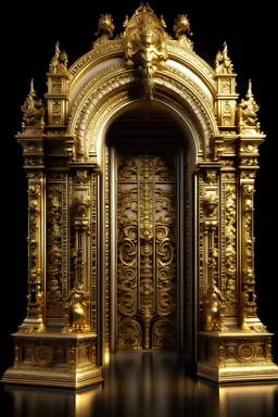 Describe the "Gateway to New Jerusalem" in meticulous detail, highlighting every facet of its awe-inspiring beauty. From the shimmering gold full of glory to the intricate architecture, create an ultra-realistic masterpiece of words that transports the reader into this heavenly realm. Capture the essence of peace and divine presence as one approaches this gateway.The door is made of pearls.