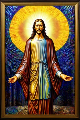 Jesus, don't want me for a sunbeam Sunbeams are never made like me Don't expect me to cry For all the reasons you had to die Don't ever ask your love of me Don't expect me to cry Don't expect me to lie Don't expect me to die for thee surreal art combining the styles of Andre Breton and Escher filled in with Iridescent golden elements inspired by Klimt and colorful elements inspired by Klee