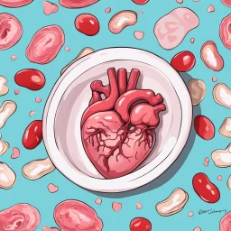 Candy dish that holds small real looking heart human organs, Pop-Surrealism, by QimmyShimmy, concept art, splash art, realistic, minimalist.