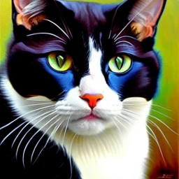 portrait of beautiful Cat painting by Brom , oil on canvas, cinematic composition, extreme detail,fit full head inside picture