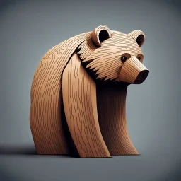 combine textured log with shape of a bear, graphic style, minimalistic,clean