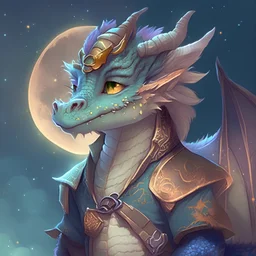 Cute dragon man dwon moon