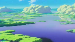 floating ruins of an asian village with purple sky full of stars, sunflower field, anime, high res, makoto shinkai