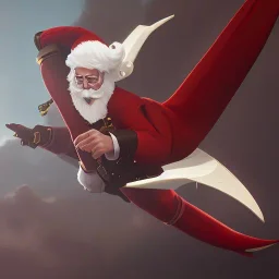 portrait of Santa flying a in jet