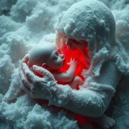 Cursed image, macabre oddball masterpiece, frost-frozen embryonic in the embrace of the cold, banshee rictus scream, smothering mother metaphoric scrapbook image, ice crystal textures, (no text), surreal, sinister, dramatic, surreal photography, "Pan's Labyrinth" movie aesthetic, cold colors, ultra detail, dynamic composition