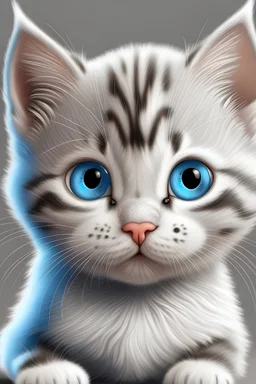 realistic cute baby cat with blue eyes